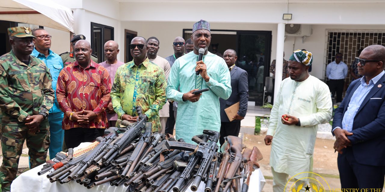NAIMOS hands over seized illegal firearms to Interior Minister