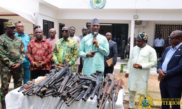 NAIMOS hands over seized illegal firearms to Interior Minister